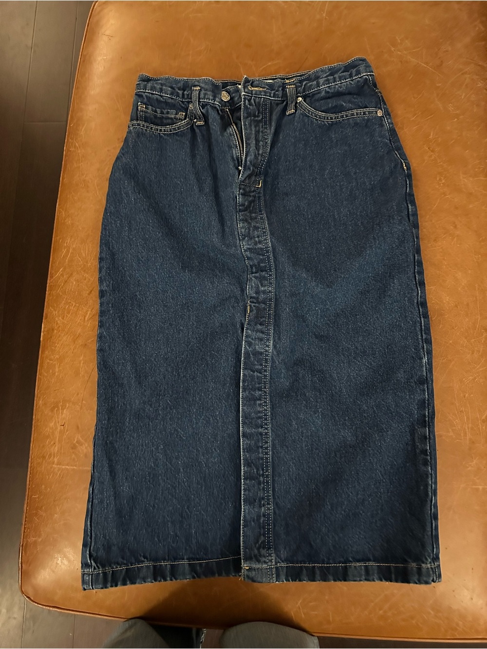 Mango Dark Blue Straight Denim Skirt